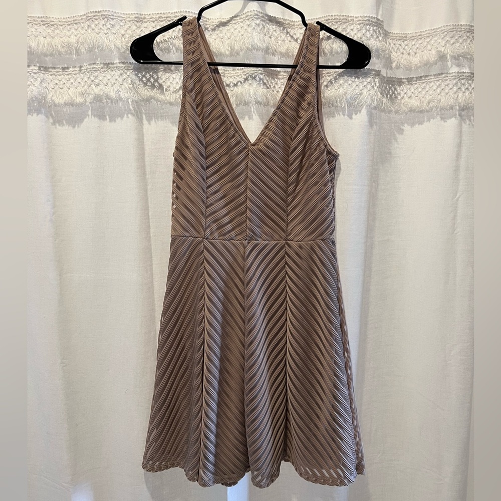Charolette Russe Small Textured Mini Tan Dress.
